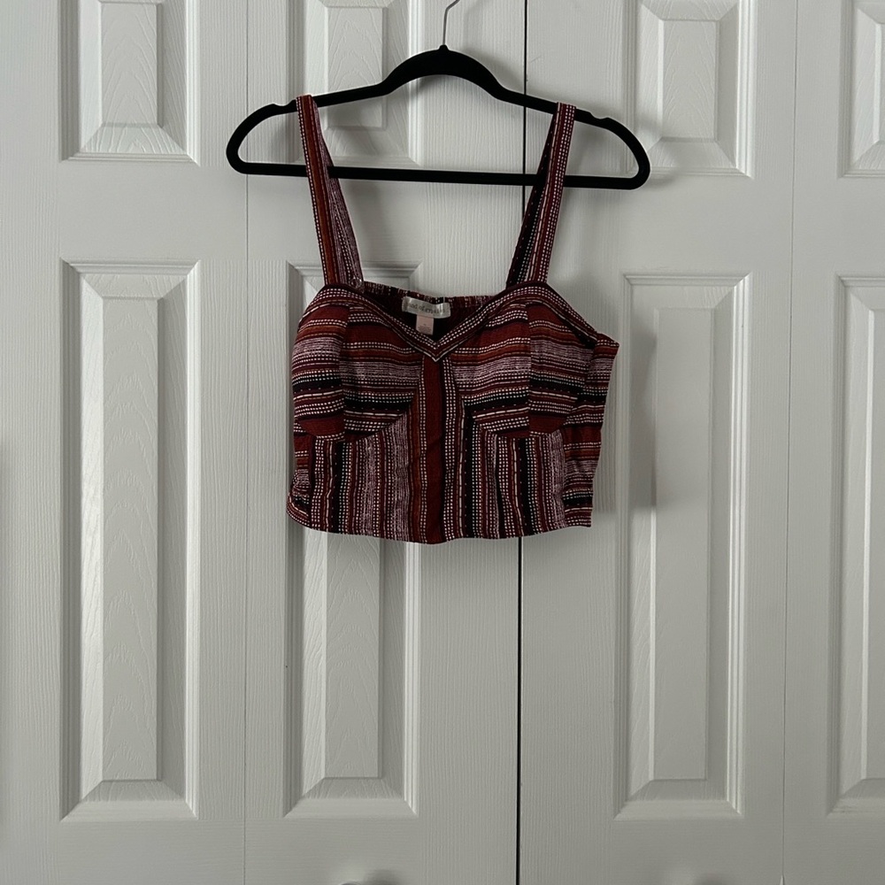 Band of Gypsies Red and Black Striped Crop Top